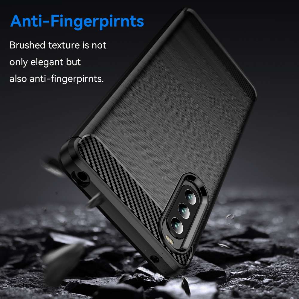 TPU Hülle für Sony Xperia 10 IV Carbon Fiber Skin Brushed Schutzcover Soft Case