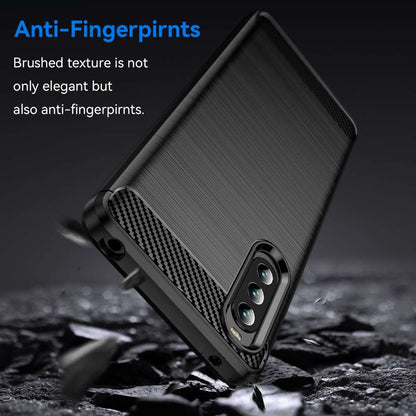 TPU Hülle für Sony Xperia 10 IV Carbon Fiber Skin Brushed Schutzcover Soft Case