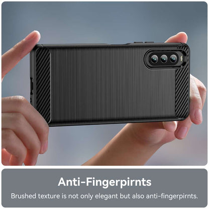 TPU Hülle für Sony Xperia 10 IV Carbon Fiber Skin Brushed Schutzcover Soft Case