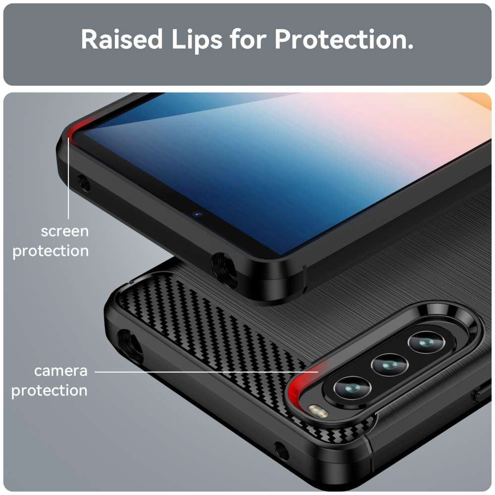 TPU Hülle für Sony Xperia 10 IV Carbon Fiber Skin Brushed Schutzcover Soft Case