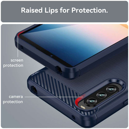 TPU Hülle für Sony Xperia 10 IV Carbon Fiber Skin Brushed Schutzcover Soft Case