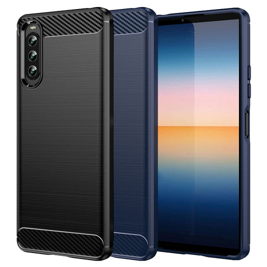 TPU Hülle für Sony Xperia 10 IV Carbon Fiber Skin Brushed Schutzcover Soft Case