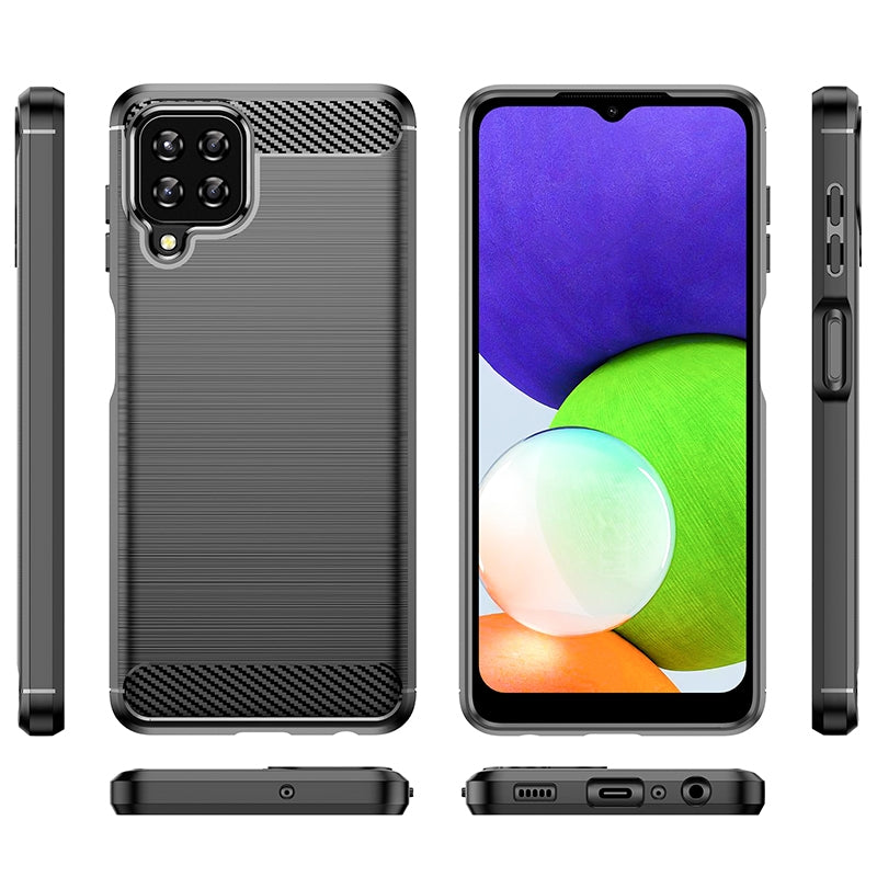TPU Hülle für Samsung Galaxy A22 4G Carbon Fiber Skin Brushed Schutzcover Case