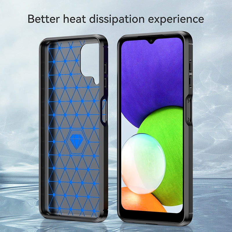 TPU Hülle für Samsung Galaxy A22 4G Carbon Fiber Skin Brushed Schutzcover Case