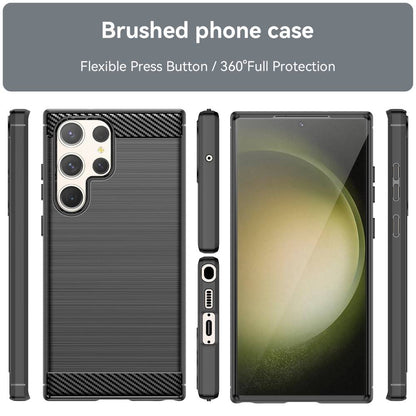 TPU Hülle für Samsung Galaxy S23 ULTRA Carbon Fiber Skin Brushed Backcover Case