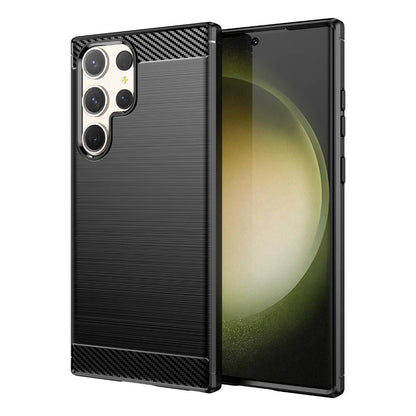 TPU Hülle für Samsung Galaxy S23 ULTRA Carbon Fiber Skin Brushed Backcover Case