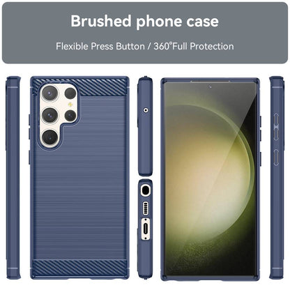 TPU Hülle für Samsung Galaxy S23 ULTRA Carbon Fiber Skin Brushed Backcover Case
