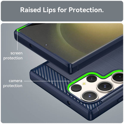 TPU Hülle für Samsung Galaxy S23 ULTRA Carbon Fiber Skin Brushed Backcover Case