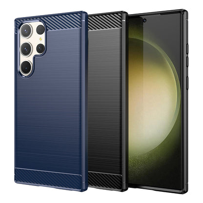 TPU Hülle für Samsung Galaxy S23 ULTRA Carbon Fiber Skin Brushed Backcover Case