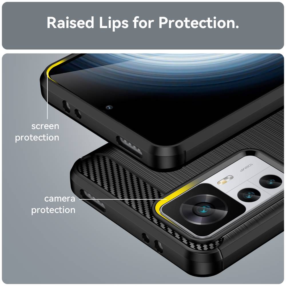 TPU Hülle für Xiaomi 12T 12T PRO Carbon Fiber Skin Brushed Schutzcover Case