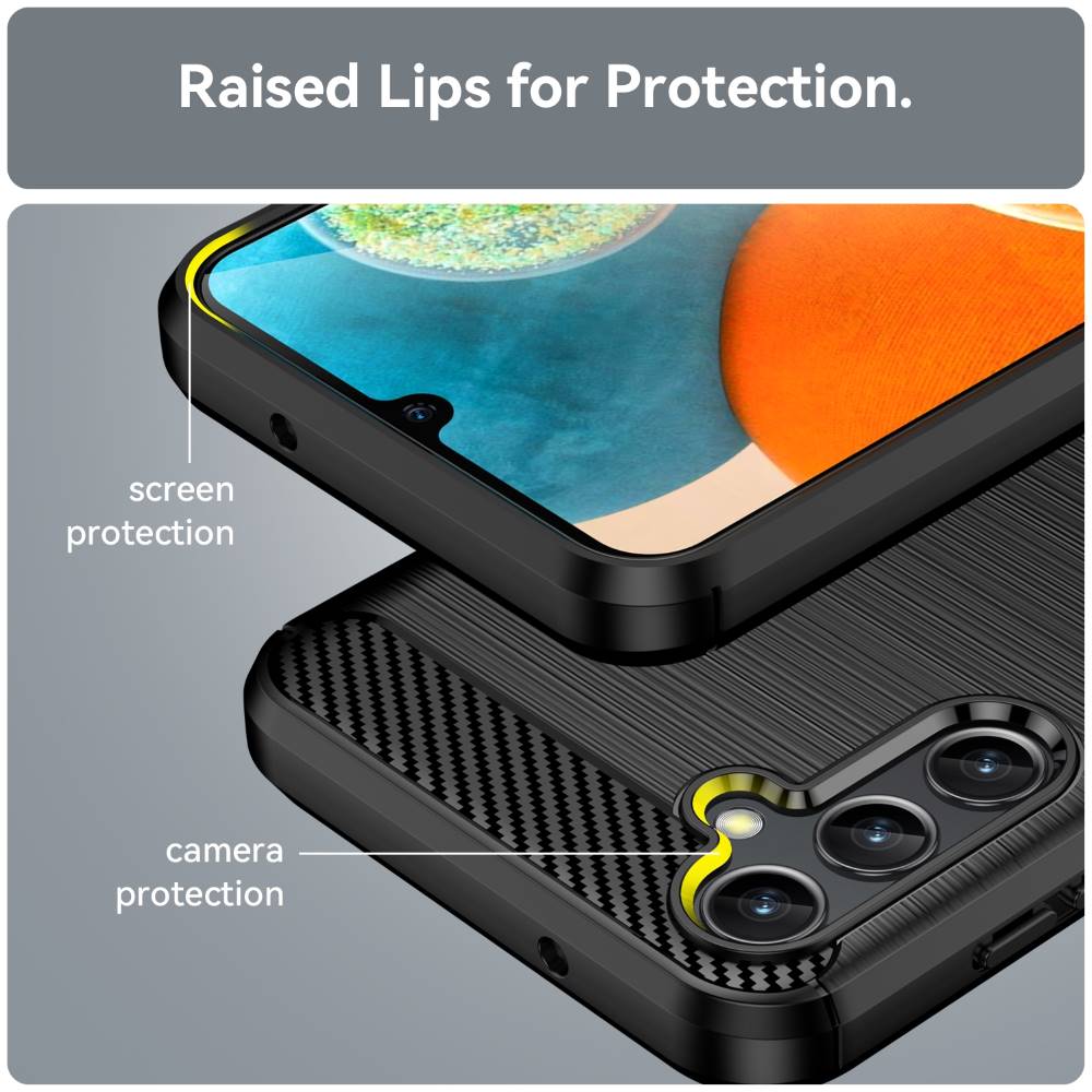 TPU Hülle für Samsung Galaxy A14 Carbon Fiber Skin Brushed Schutzcover Soft Case