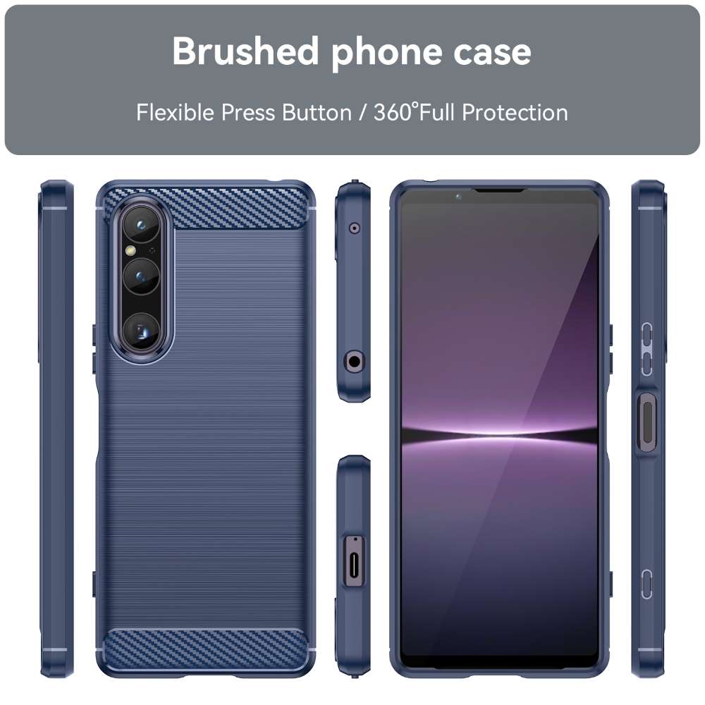 TPU Hülle für Sony Xperia 1 V Carbon Fiber Skin Brushed Schutzcover Soft Case
