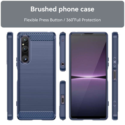 TPU Hülle für Sony Xperia 1 V Carbon Fiber Skin Brushed Schutzcover Soft Case