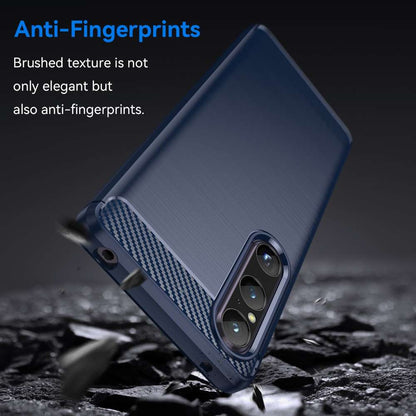 TPU Hülle für Sony Xperia 1 V Carbon Fiber Skin Brushed Schutzcover Soft Case