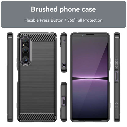 TPU Hülle für Sony Xperia 1 V Carbon Fiber Skin Brushed Schutzcover Soft Case