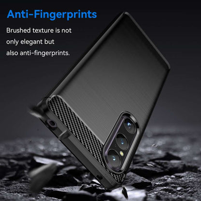 TPU Hülle für Sony Xperia 1 V Carbon Fiber Skin Brushed Schutzcover Soft Case