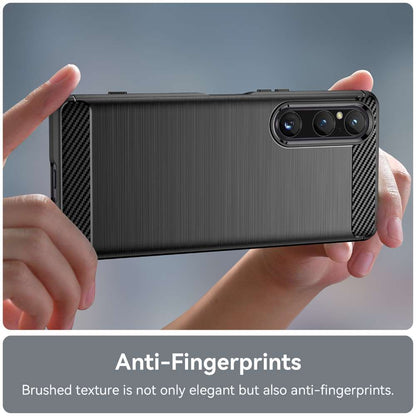 TPU Hülle für Sony Xperia 1 V Carbon Fiber Skin Brushed Schutzcover Soft Case
