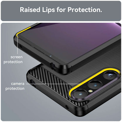 TPU Hülle für Sony Xperia 1 V Carbon Fiber Skin Brushed Schutzcover Soft Case