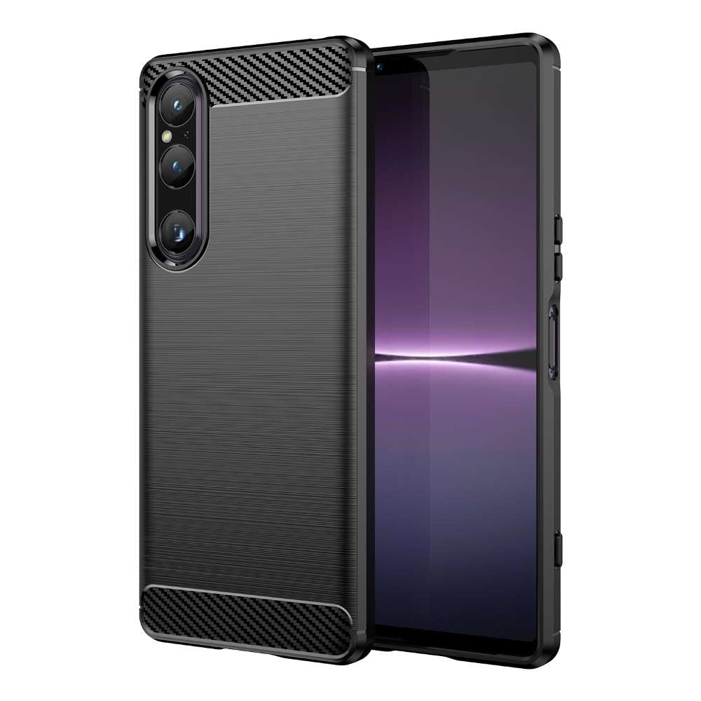 TPU Hülle für Sony Xperia 1 V Carbon Fiber Skin Brushed Schutzcover Soft Case