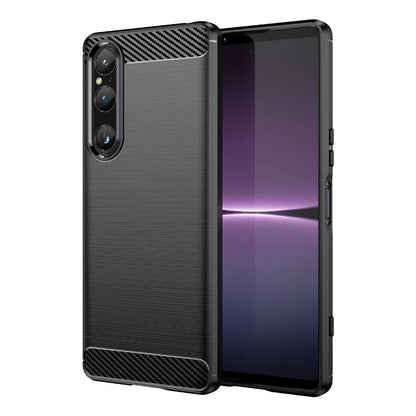 TPU Hülle für Sony Xperia 1 V Carbon Fiber Skin Brushed Schutzcover Soft Case