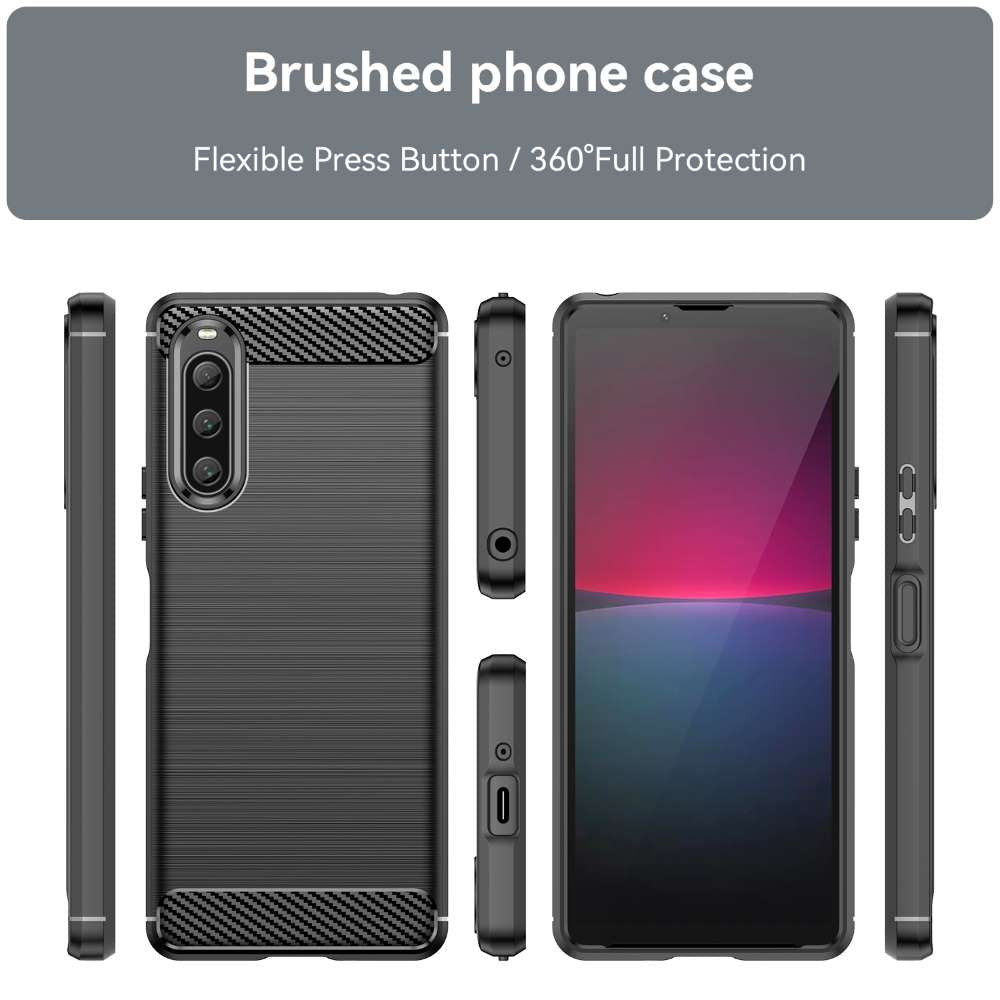 TPU Hülle für Sony Xperia 10 V Carbon Fiber Skin Brushed Schutzcover Soft Case