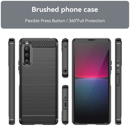 TPU Hülle für Sony Xperia 10 V Carbon Fiber Skin Brushed Schutzcover Soft Case