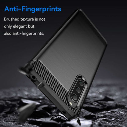TPU Hülle für Sony Xperia 10 V Carbon Fiber Skin Brushed Schutzcover Soft Case
