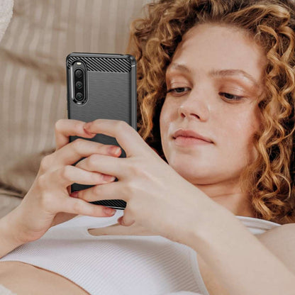 TPU Hülle für Sony Xperia 10 V Carbon Fiber Skin Brushed Schutzcover Soft Case