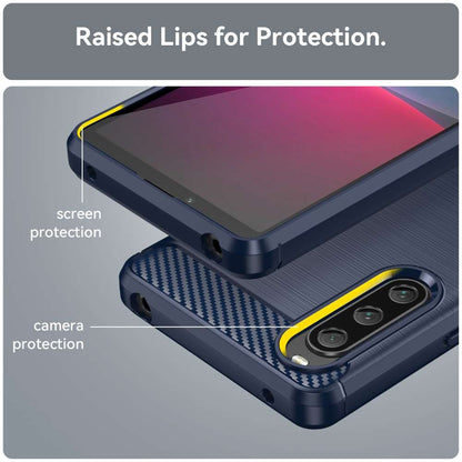 TPU Hülle für Sony Xperia 10 V Carbon Fiber Skin Brushed Schutzcover Soft Case