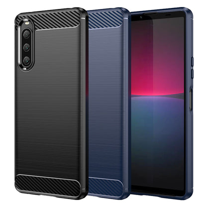 TPU Hülle für Sony Xperia 10 V Carbon Fiber Skin Brushed Schutzcover Soft Case