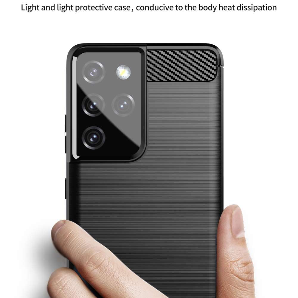 TPU Hülle für Samsung Galaxy S21 ULTRA Carbon Fiber Skin Brushed Schutzcover