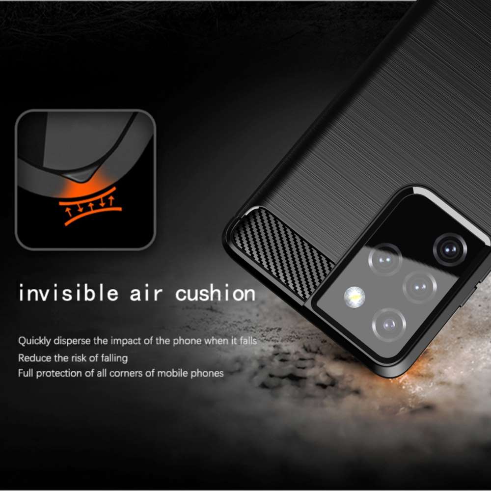TPU Hülle für Samsung Galaxy S21 ULTRA Carbon Fiber Skin Brushed Schutzcover