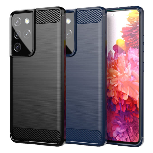 TPU Hülle für Samsung Galaxy S21 ULTRA Carbon Fiber Skin Brushed Schutzcover