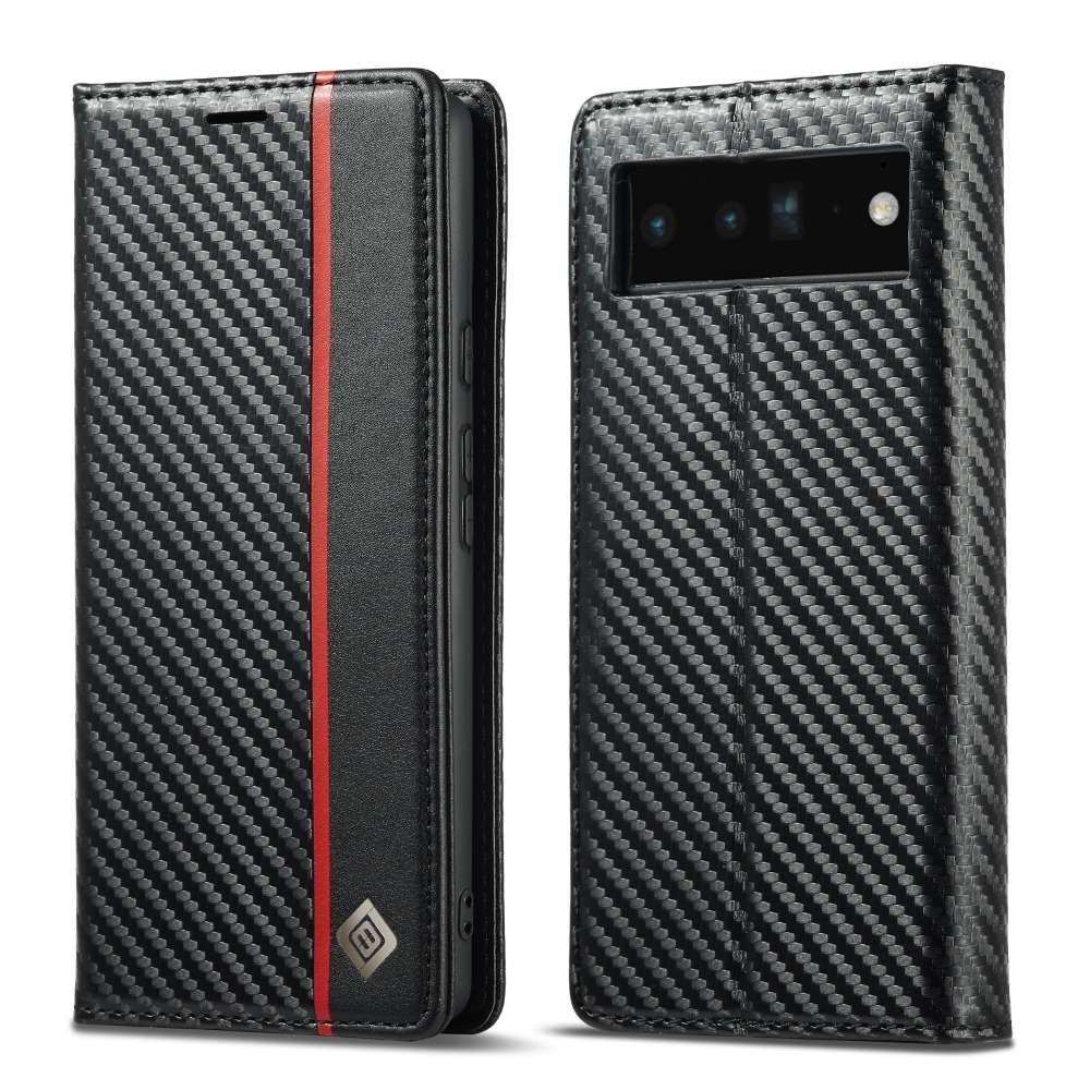 LC.IMEEKE Handy Tasche für Google Pixel 7a Carbon Wallet Stripe Hülle Etui Case