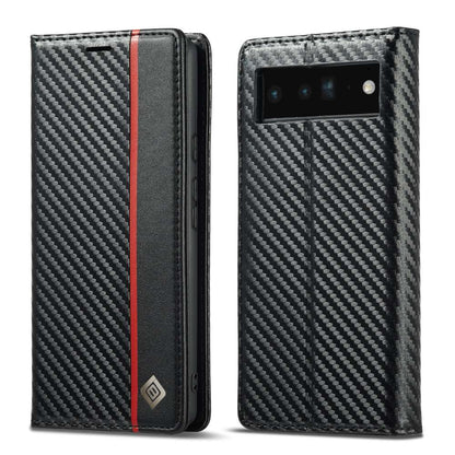 LC.IMEEKE Handy Tasche für Google Pixel 7a Carbon Wallet Stripe Hülle Etui Case