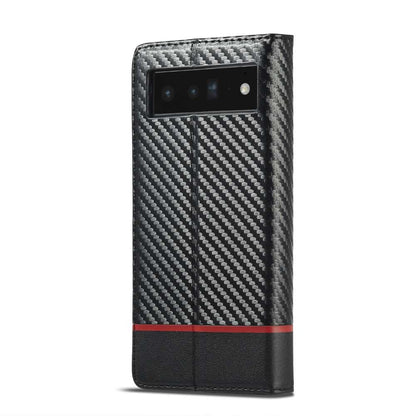 LC.IMEEKE Handy Tasche für Google Pixel 7a Carbon Wallet Stripe Hülle Etui Case