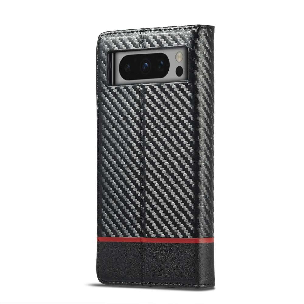 LC.IMEEKE Handy Tasche für Google Pixel 8 PRO Carbon Wallet Stripe Hülle Etui