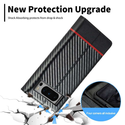 LC.IMEEKE Handy Tasche für Google Pixel 8 PRO Carbon Wallet Stripe Hülle Etui