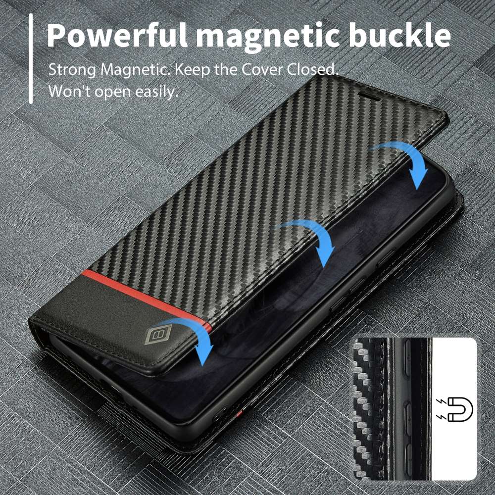 LC.IMEEKE Handy Tasche für Google Pixel 8 PRO Carbon Wallet Stripe Hülle Etui