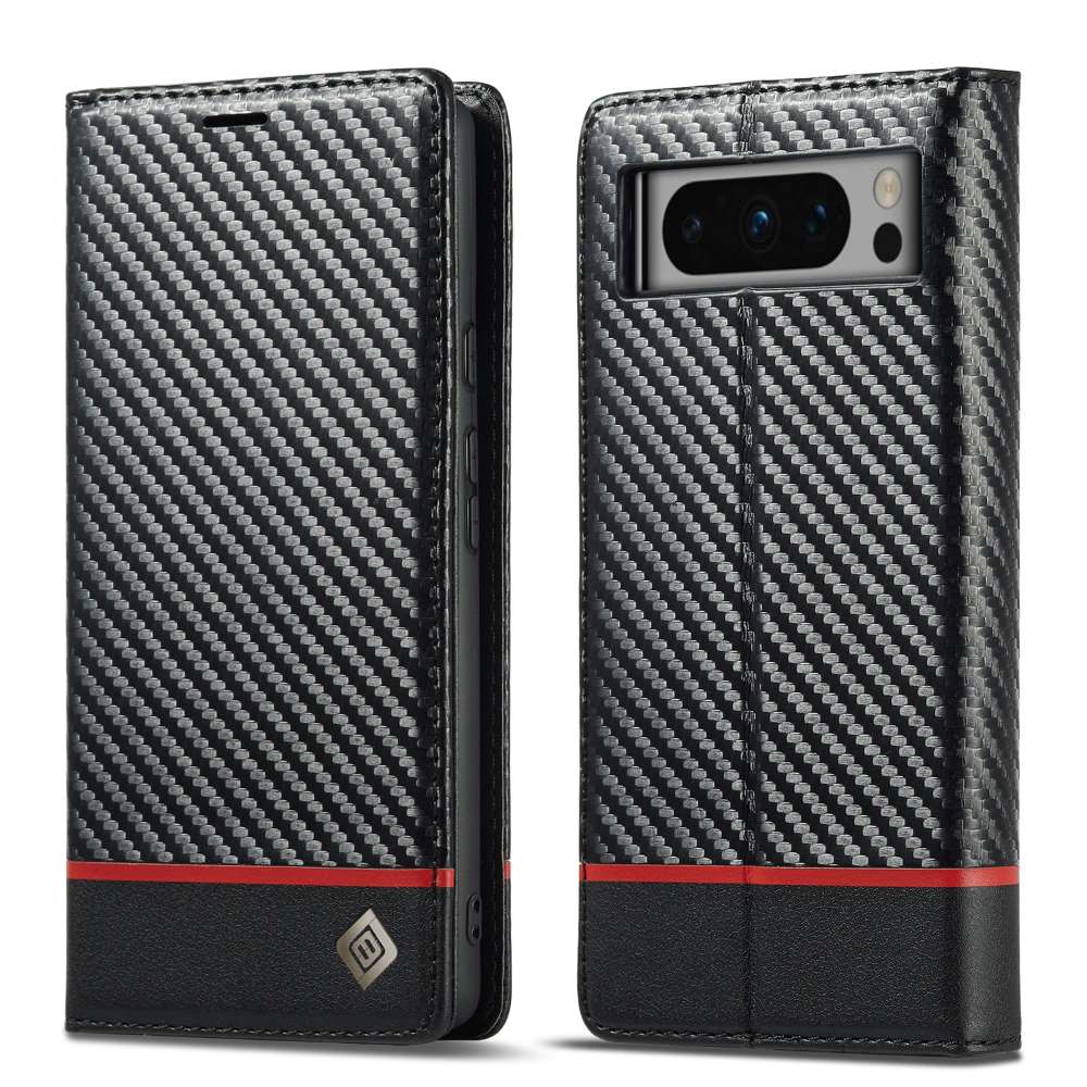 LC.IMEEKE Handy Tasche für Google Pixel 8 PRO Carbon Wallet Stripe Hülle Etui