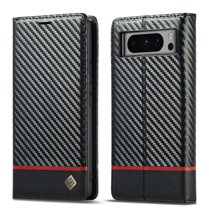 LC.IMEEKE Handy Tasche für Google Pixel 8 PRO Carbon Wallet Stripe Hülle Etui