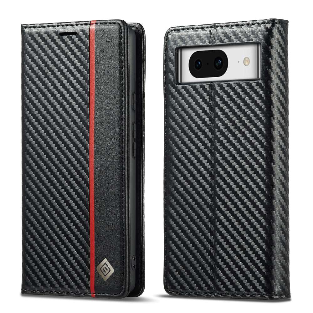 LC.IMEEKE Handy Tasche für Google Pixel 8 Carbon Wallet Stripe Hülle Etui Case