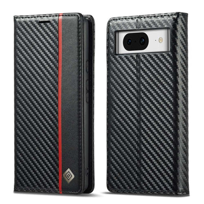 LC.IMEEKE Handy Tasche für Google Pixel 8 Carbon Wallet Stripe Hülle Etui Case