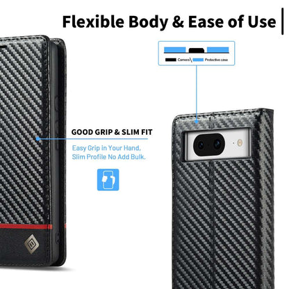 LC.IMEEKE Handy Tasche für Google Pixel 8 Carbon Wallet Stripe Hülle Etui Case