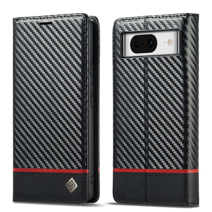 LC.IMEEKE Handy Tasche für Google Pixel 8 Carbon Wallet Stripe Hülle Etui Case