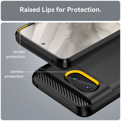 TPU Hülle für Google Pixel 8 Carbon Fiber Skin Brushed Schutzcover Soft Case