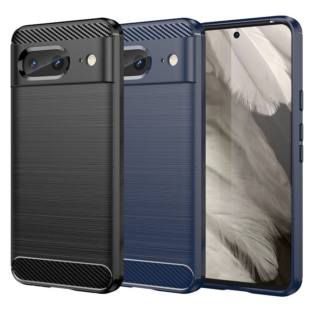 TPU Hülle für Google Pixel 8 Carbon Fiber Skin Brushed Schutzcover Soft Case