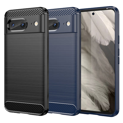 TPU Hülle für Google Pixel 8 Carbon Fiber Skin Brushed Schutzcover Soft Case