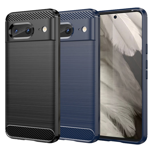 TPU Hülle für Google Pixel 8 Carbon Fiber Skin Brushed Schutzcover Soft Case