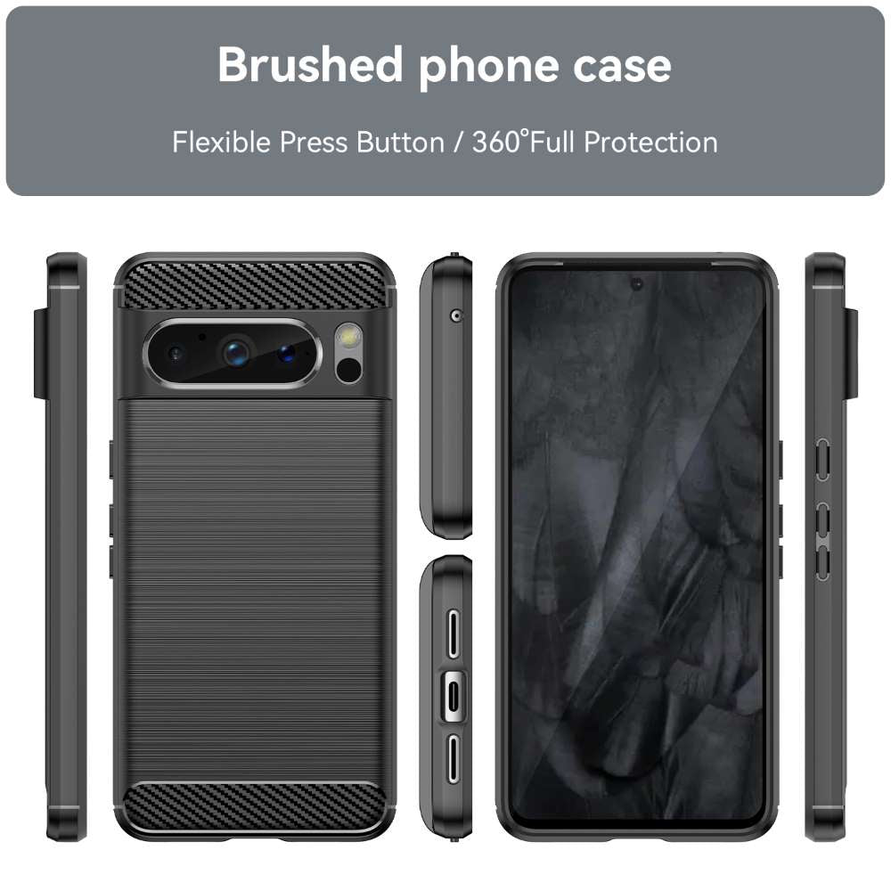 TPU Hülle für Google Pixel 8 PRO Carbon Fiber Skin Brushed Schutzcover Soft Case